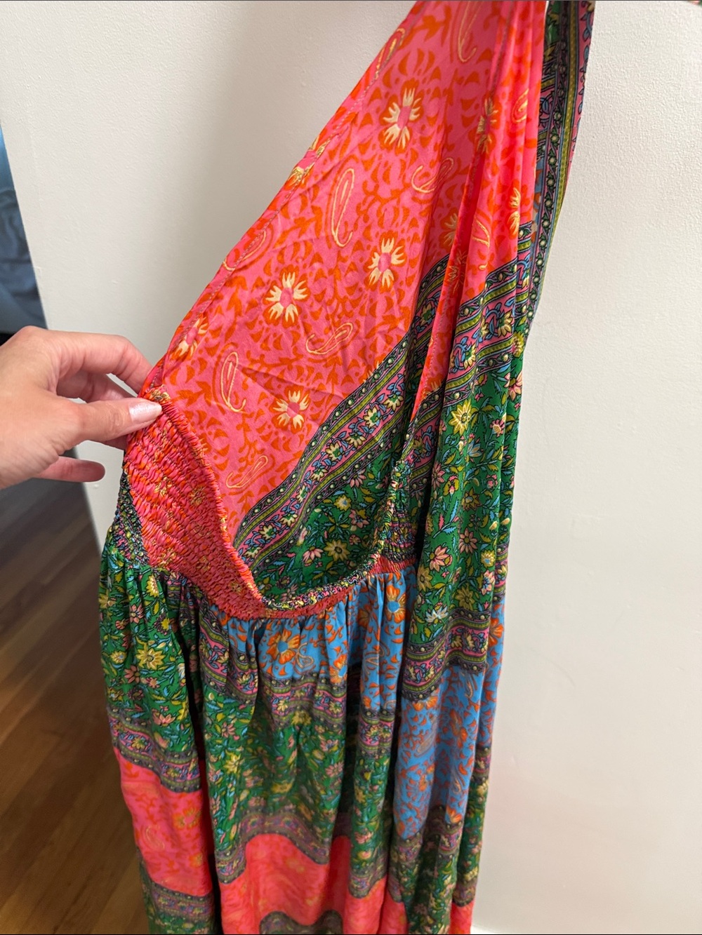 Vibrant Multicolor Halter Maxi Dress - Picture 2 of 4